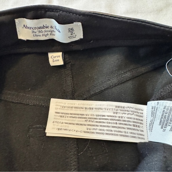 Abercrombie 26 / 2 90’s Straight Ultra High Rise Curve Love Pants Faux Leather - Picture 8 of 9
